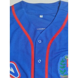 Classic Letter Embroidery, Men'S Short Sleeve V-neck Baseball Jersey, Comfy Top For Training And Competition