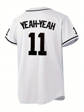 Men's White #11 Baseball Jersey with 