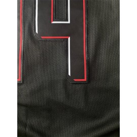 Men'S Black # 44 Baseball Shirt with Classic Letter Embroidery Design, Breathable Button Style Short Sleeved Shirt, Suitable for Training And Games