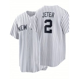Men's White Striped #2 Baseball Shirt - Breathable Button-Up V-Neck with Classic Letter Embroidery, Loose Fit for Training, Games & Casual Wear | All-Season Sportswear for Men & Teens, Baseball Jersey