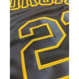 Men'S PITTSBURGH #21 Black Baseball Jersey, Classic Retro Letter Embroidery Design Breathable Short Sleeve T-Shirt for Training Competition