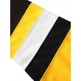 1pc Men's V-Neck Ice Hockey Jersey - 100% Polyester, Embroidered Striped & Solid Color, Breathable Knit Fabric, Loose Fit for Training & Casual Wear