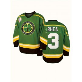 Men's # 3 Letter Embroidered Ice Hockey Jersey, Vintage Loose V-neck Long Sleeved Sports Training Suit, Party And Street Wear