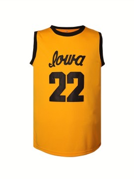 Stitched 22 Yellow Basketball Sports Jersey, Sleeveless Basketball Jersey