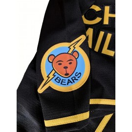 Men's #3 Black Baseball Jersey with Yellow & White Stripes - 