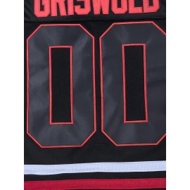 Men's #00 Black & Red Ice Hockey Jersey - Embroidered 