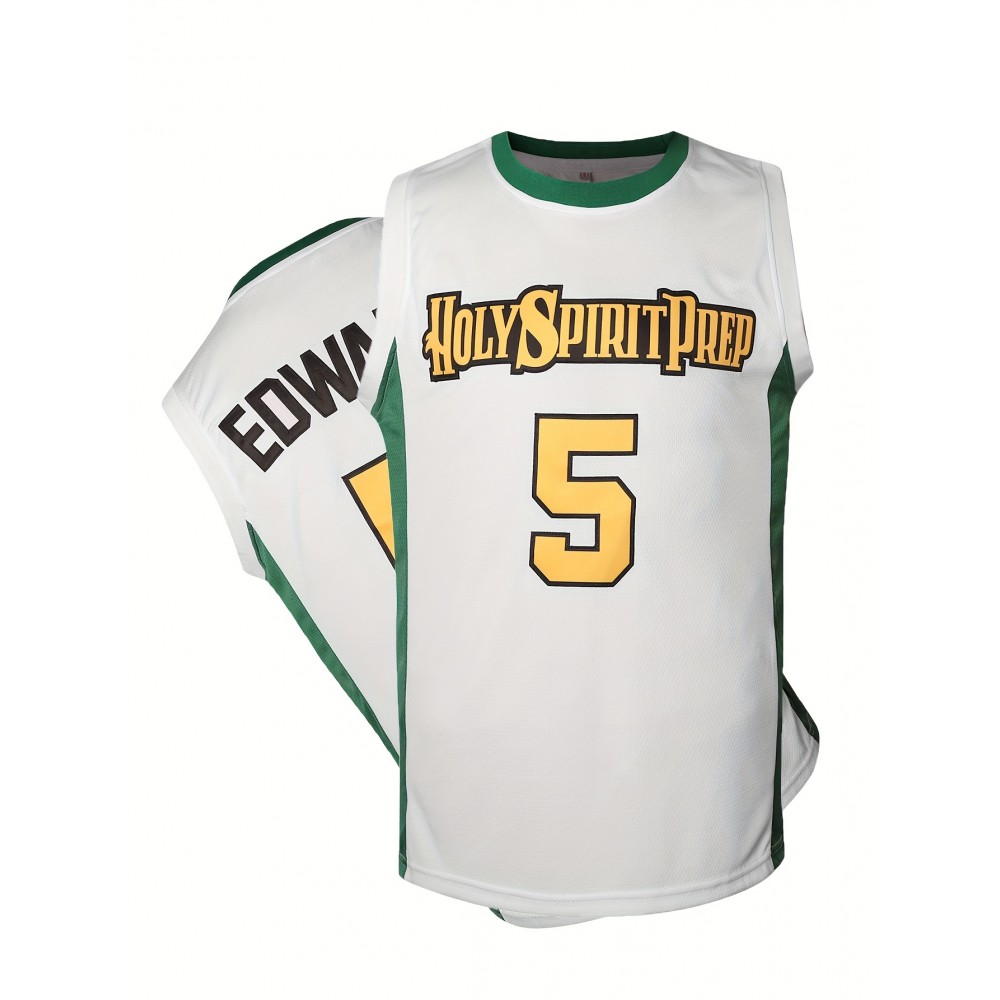 All Stitched 5 White Basketball Jersey