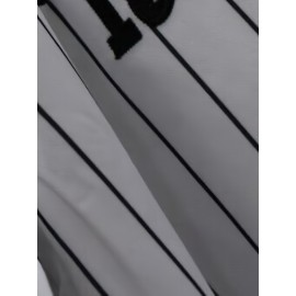 Men's Vintage Baseball Jersey #3 - Retro Chicos Letter Embroidery, Breathable Polyester V-Neck Short Sleeve, Loose Fit Striped Design for Training, Competition & Casual Wear