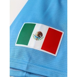 Men'S Retro MEXICO #56 Embroidery Design Short Sleeve V-neck Loose Button Up Shirt, Men'S Summer Baseball Jersey