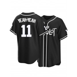 Men's Black #11 Baseball Jersey - 
