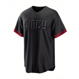Men's #44 Black City Edition Baseball Jersey, Classic Retro Letter Embroidery Design Breathable Short Sleeve T-Shirt for Training Competition