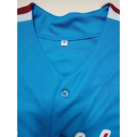 Men'S #3 Blue Baseball Jersey, Classic Retro Letter Embroidery Design Breathable Short Sleeve T-Shirt For Training Competition