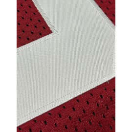 Men's Red #8 Embroidered Rugby Shirt - Breathable 100% Polyester V-Neck Short Sleeve, Loose Fit Training & Casual Sports Top for All-Season Outdoor, Parties, Festivals