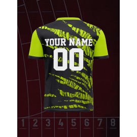 Customizable Youngsters' Soccer Jersey - V-Neck, Comfort Fit with Personalized Name & Number, Black/Green Camo Design, Ideal for Sports, Leisure & Outdoor Activities, Machine Washable, Soccer Accessories