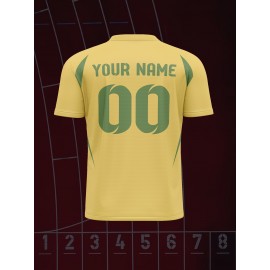 1pc Customizable V-Neck Soccer Jersey for Kids - 100% Polyester Knit Fabric, All-Over Print, Personalized Name & Number, Regular Fit for Boys & Girls, Ideal for Sports, Casual Wear & Outdoor Activities - Spring/Summer/Fall Collection