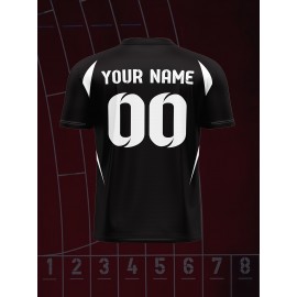 1pc Customizable V-Neck Soccer Jersey for Kids - 100% Polyester Knit Fabric, All-Over Print, Personalized Name & Number, Regular Fit for Boys & Girls, Ideal for Sports, Casual Wear & Outdoor Activities - Spring/Summer/Fall Collection