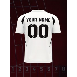 1pc Customizable V-Neck Soccer Jersey for Kids - 100% Polyester Knit Fabric, All-Over Print, Personalized Name & Number, Regular Fit for Boys & Girls, Ideal for Sports, Casual Wear & Outdoor Activities - Spring/Summer/Fall Collection