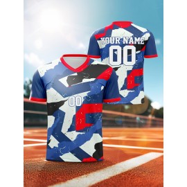 1pc Customizable Soccer Jersey for Kids - V-Neck, All-Season Polyester Sports Shirt with Personalized Name & Number, Medium Stretch Knit Fabric, Ideal for Training, Casual & Outdoor Activities - Unisex Design for Boys & Girls