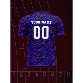 Customizable Soccer Jersey for Kids, V-Neck, Breathable Polyester, Full-Print, Spring/Summer/Autumn, Regular Fit, for Boys & Girls, Sports & Casual Outdoor Activities, Training, Football, Beach, Birthday