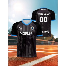 [Customizable Football Jersey] Personalized V-Neck Polyester Kids Football Jersey | Customizable with Name & Number, Regular Fit for Boys & Girls, All-Over Print Knit Fabric, Ideal for Parties & Beach - Spring/Summer/Fall