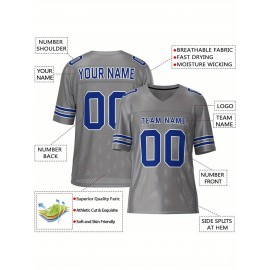 Customizable Football Jersey - Personalized Team & Number, V-Neck, Short Sleeve, Breathable Fabric for Outdoor Sports & Casual Wear, Custom Football Jersey, Summer Sports Apparel, Sporty Design, Comfortable Fit