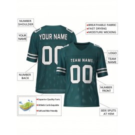 Customizable Football Jersey - Personalized Team & Number, V-Neck, Short Sleeve, Breathable Fabric for Outdoor Sports & Casual Wear, Custom Football Jersey, Summer Sports Apparel, Sporty Design, Comfortable Fit