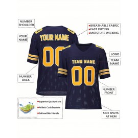 Customizable Football Jersey - Personalized Team & Number, V-Neck, Short Sleeve, Breathable Fabric for Outdoor Sports & Casual Wear, Custom Football Jersey, Summer Sports Apparel, Sporty Design, Comfortable Fit