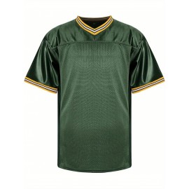 Customizable Football Jersey - Personalized Team & Number, V-Neck Short Sleeve, Breathable Fabric, Perfect for Sports & Casual Wear, Summer Sports Apparel, Sporty Clothing, Comfortable Fit