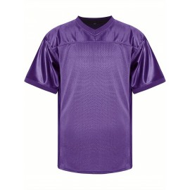 Customizable Football Jersey - Personalized Team & Number, V-Neck Short Sleeve, Breathable Fabric, Perfect for Sports & Casual Wear, Summer Sports Apparel, Sporty Clothing, Comfortable Fit