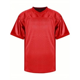 Customizable Football Jersey - Personalized Team & Number, V-Neck Short Sleeve, Breathable Fabric, Perfect for Sports & Casual Wear, Summer Sports Apparel, Sporty Clothing, Comfortable Fit