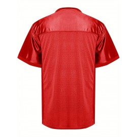 Customizable Football Jersey - Personalized Team & Number, V-Neck Short Sleeve, Breathable Fabric, Perfect for Sports & Casual Wear, Summer Sports Apparel, Sporty Clothing, Comfortable Fit
