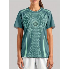 Personalized Women'S Plus Size Soccer Jersey - Custom Name & Number, Black with White Floral Design, Breathable Summer Sports T-Shirt for Casual or Team Wear, Soccer Shirts, Team Uniform, Detailed Print, Quality Print Shirt