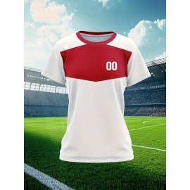 Women's Custom Soccer Jersey Personalized Name & Number - Two-Tone Red/White Athletic top - Non-Stretch Fabric for Soccer, Baseball, Gym - Custom Sports Apparel Gift for Female Players, Outdoor Sports Attire, Vibrant Stripe Design, Durable Sportswear