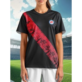 Women's Custom Soccer Jersey Personalized Name & Number - Two-Tone Red/White Athletic top - Non-Stretch Fabric for Soccer, Baseball, Gym - Custom Sports Apparel Gift for Female Players, Outdoor Sports Attire, Vibrant Stripe Design, Durable Sportswear