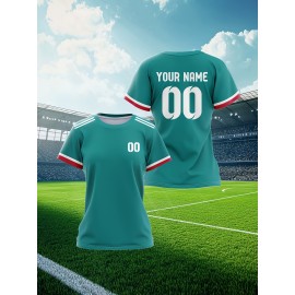 Customized large-sized football jerseys for women, personalized names and numbers, comfortable fit, soft fabric for outdoor sports