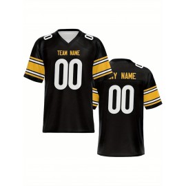 Women's Custom Football Jersey - Personalized Soccer-like sportswear, V-Neck Non-Stretch Tee, Team & Number Customization, Dark Green & Black Color Block for Football, Soccer, Casual Sports - Plus-Size Athletic Shirt, Comfortable Fit