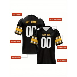 Women's Custom Football Jersey - Personalized Soccer-like sportswear, V-Neck Non-Stretch Tee, Team & Number Customization, Dark Green & Black Color Block for Football, Soccer, Casual Sports - Plus-Size Athletic Shirt, Comfortable Fit