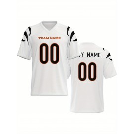 Women's Custom Football Jersey - Personalized Soccer-like sportswear, V-Neck Non-Stretch Tee, Team & Number Customization, Dark Green & Black Color Block for Football, Soccer, Casual Sports - Plus-Size Athletic Shirt, Comfortable Fit