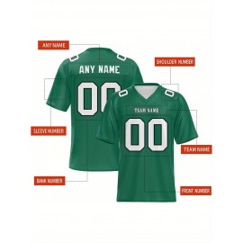 Women's Custom Football Jersey - Personalized Soccer-like sportswear, V-Neck Non-Stretch Tee, Team & Number Customization, Dark Green & Black Color Block for Football, Soccer, Casual Sports - Plus-Size Athletic Shirt, Comfortable Fit