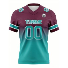 Custom Team Football jersey, Personalized Name& Number, Button-Up V-Neck Shirt, Soft Polyester for Training, Matches, and Team Activities