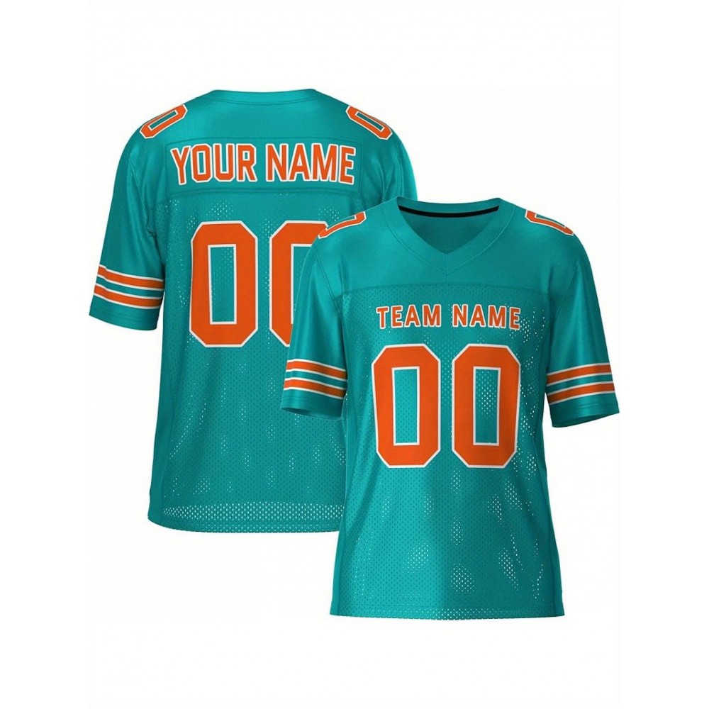 Customizable Football Jersey - Personalized Team & Number, V-Neck, Short Sleeve, Breathable Fabric for Outdoor Sports & Casual Wear, Custom Football Jersey, Summer Sports Apparel, Sporty Design, Comfortable Fit