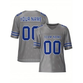 Customizable Football Jersey - Personalized Team & Number, V-Neck, Short Sleeve, Breathable Fabric for Outdoor Sports & Casual Wear, Custom Football Jersey, Summer Sports Apparel, Sporty Design, Comfortable Fit