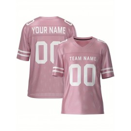 Customizable Football Jersey - Personalized Team & Number, V-Neck, Short Sleeve, Breathable Fabric for Outdoor Sports & Casual Wear, Custom Football Jersey, Summer Sports Apparel, Sporty Design, Comfortable Fit