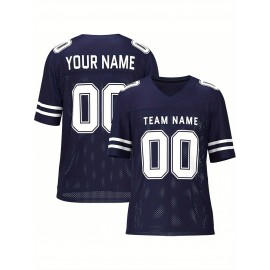 Customizable Football Jersey - Personalized Team & Number, V-Neck, Short Sleeve, Breathable Fabric for Outdoor Sports & Casual Wear, Custom Football Jersey, Summer Sports Apparel, Sporty Design, Comfortable Fit