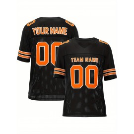 Customizable Football Jersey - Personalized Team & Number, V-Neck, Short Sleeve, Breathable Fabric for Outdoor Sports & Casual Wear, Custom Football Jersey, Summer Sports Apparel, Sporty Design, Comfortable Fit