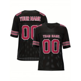 Customizable Football Jersey - Personalized Team & Number, V-Neck, Short Sleeve, Breathable Fabric for Outdoor Sports & Casual Wear, Custom Football Jersey, Summer Sports Apparel, Sporty Design, Comfortable Fit