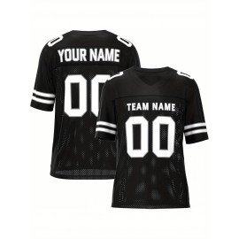 Customizable Football Jersey - Personalized Team & Number, V-Neck, Short Sleeve, Breathable Fabric for Outdoor Sports & Casual Wear, Custom Football Jersey, Summer Sports Apparel, Sporty Design, Comfortable Fit