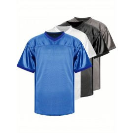 Customizable Football Jersey - Personalized Team & Number, V-Neck Short Sleeve, Breathable Fabric, Perfect for Sports & Casual Wear, Summer Sports Apparel, Sporty Clothing, Comfortable Fit