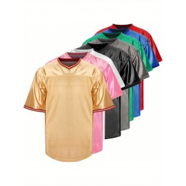 Customizable Football Jersey - Personalized Team & Number, V-Neck Short Sleeve, Breathable Fabric, Perfect for Sports & Casual Wear, Summer Sports Apparel, Sporty Clothing, Comfortable Fit