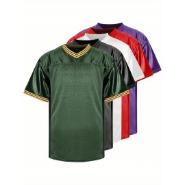 Customizable Football Jersey - Personalized Team & Number, V-Neck Short Sleeve, Breathable Fabric, Perfect for Sports & Casual Wear, Summer Sports Apparel, Sporty Clothing, Comfortable Fit